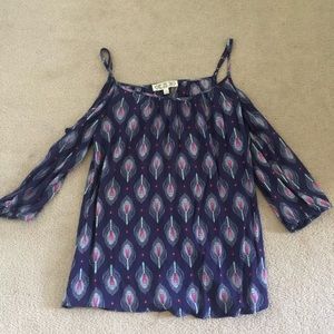 Cold Shoulder Feather Top